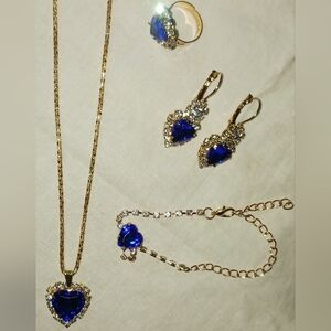 Elegant Blue Heart Jewelry Set NWOT